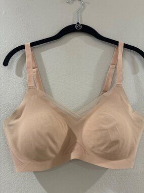 Honeylove Crossover wireless bra nude sheer mesh crossover panels adjustable